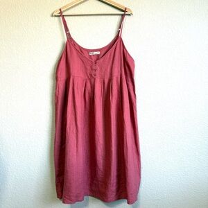 Old Navy Coral 100% Linen Y2K Babydoll Cottage Core Sundress Sz XL